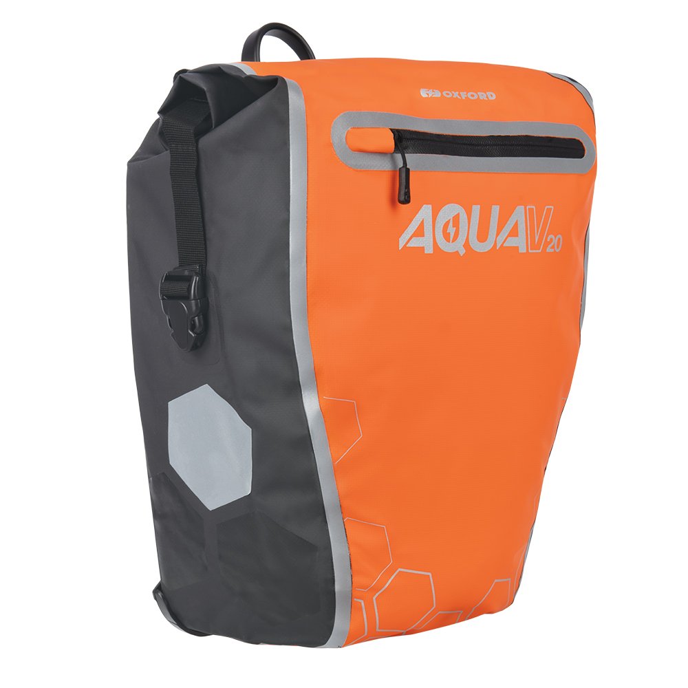 Oxford Aqua V20 QR Pannier Bag - Black/Orange